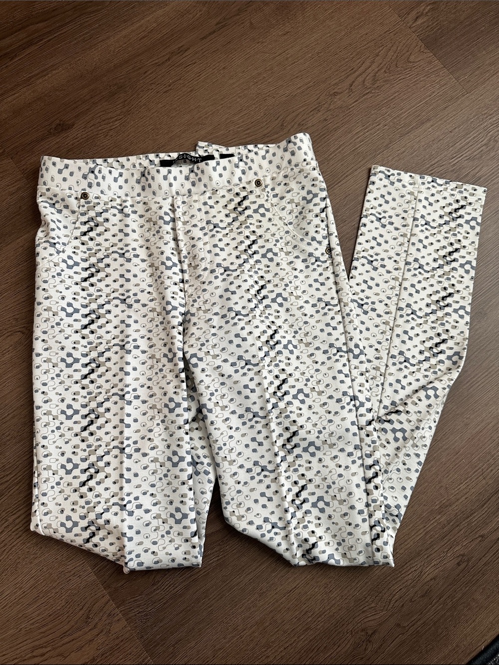 Insight Women’s White, Tan, Blue Dot Pattern Leggings